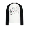 6049 Camiseta fina de manga raglán para hombre, unisex, estilo retro americano de alta gama, diseño de estampado de notas musicales, cuello Henley