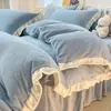 Juego de Ropa de Cama de Lujo de Terciopelo de Leche de Cuatro Piezas Invierno Espesado Felpa Funda Nórdica Terciopelo de Coral Sábana de Cama 2026 Nueva Ropa de Cama