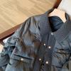 Chaqueta acolchada de algodón estilo Chanel con rombos y costuras de solapa negras para mujer, estilo occidental, de alta gama, elegante y de aspecto entallado, para otoño e invierno.