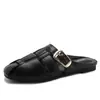 Sandalias Planas de Verano para Mujer con Punta Redonda, Correa de Hebilla y Espalda Descubierta, Estilo Romano de Playa, Slip-On Mules 229-20