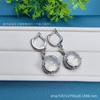 Aretes Cabujón Calcedonia de Alta Calidad al por Mayor, Ganchos para Oreja con Incrustaciones de Ágata Blanca Cabujón, Aretes de Lujo Ligero para Mujer, Regalo Color Jade