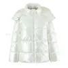 Moda Otoño/Invierno 2025 Nueva Versátil con Capucha Cálida de Cuero Color Sólido Holgada Cuello Alto Chaqueta Acolchada Abrigo de Mujer