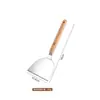 Espátula de cocina de acero inoxidable con mango de madera de haya, espátula para freír bistecs, espátula para teppanyaki y panqueques, espátula de mano para panqueques, espátula para bistecs