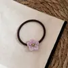 Corea Dongdaemun Importado Francés Gama Alta Pequeña Etiqueta Dorada Flor Colorida Goma para el Cabello Coleta Goma para el Cabello