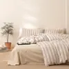 Conjunto de Três Peças de Roupa de Cama de Algodão Puro Tingido em Fio Lavado para Dormitório Estudantil, Conjunto de Quatro Peças de Algodão Puro para Unidade Escolar