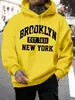 Brooklyn Est 1631 Nueva York Sudadera con Capucha Estampada para Hombre Cálida Talla Grande Moda