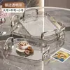 Bandeja de Plástico Transparente para Mascotas Estilo Glaciar con Asas, Bandeja de Té de Alta Gama, Plato de Cena, Bandeja Engrosada para Restaurante