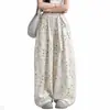 Pantalones de pierna ancha para niña, Verano 2026, Estilo nuevo, Cintura elástica, Florales, Casuales, Versión coreana, Delgados, Pierna recta, Elegantes