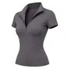 Top Deportivo Corto Zeriluna de Cintura Alta Elástica Ceñidor de Cintura Ajustado de Secado Rápido Fabricante de Fitness Venta al por Mayor Camisa POLO