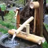 Bebedero con Marco de Bambú, Dispositivo de Ahuyentamiento de Pájaros con Adición de Agua de Bambú, Vehículo de Riego por Goteo, Aspersor de Paisaje de Agua Corriente, Fuente de Monje, Jardinería, Dispositivo de Ahuyentamiento de Ciervos Estilo Japonés