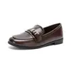 Weiwei Lady 1257-2 Mocasines Planos de Tacón Bajo Estilo Vintage Old Money para Mujer, Zapatos Pequeños de Cuero con Hebilla Estilo Británico