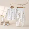 Roupas Infantis Anyang Classe A para Bebê Algodão Puro Sem Costura Cintura Alta Proteção da Barriga Conjunto para Bebê Meninos e Meninas Conjunto de Duas Peças Primavera e Outono