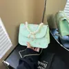 Bolso de Mano de Perlas Simple y Elegante para Mujer 2023 Verano Novedad de Moda Cadena de Encaje Hombro Cruzado Pequeño Bolso Cuadrado