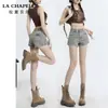 Shorts de Mezclilla Estilo Americano Chica Caliente para Mujer Verano 2025 Nuevo Estilo Pequeños de Cintura Alta Forma A Super Cortos Hot Pants