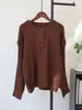 Diseño retro de punto trenzado con botones, suéter de cuello redondo, nuevo estilo otoño/invierno, corte holgado, top de punto versátil, suéter de punto de moda para mujer