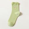Meias Femininas Cor Sólida Bordado de Flor Boca Bolha Meia de Cano Médio Primavera e Verão Novas Doces Frescas Absorventes de Suor Respiráveis Meias de Algodão
