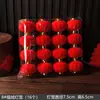 Decoración Festiva Plantas Verdes, Pequeñas Linternas Rojas Cubiertas de Terciopelo, Adornos Navideños, Colgantes para Árboles Pequeños de Interior y Exterior para Bodas y Año Nuevo