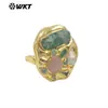 Mpr139 Clássico Mais Vendido Ametista Quartzo Rosa Pedra Tianhe Pérola Incrustada Grande Anel Unissex Banhado a Ouro 18K