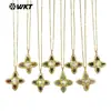 Wt-Jn314 Colgante Estilo Cadena para Suéter con Incrustaciones de Turquesa Natural y Perla de Agua Dulce Bañado en Oro de 18K 18+ 2 pulgadas