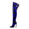 Nuevas Botas Altas Hasta la Rodilla con Estampado de Zebra Estilo Europeo y Americano Punta Fina Costura Cierre Trasero Tacón Súper Alto Talla Grande Botas de Moda Zapatos de Mujer