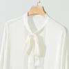Camisa de manga larga de seda morera para mujer, primavera y otoño de 2025, con lazo y temperamento para desplazamientos diarios.