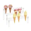 Soporte de Cono Acrílico de Tres Niveles, Estante de Almacenamiento para Pasteles Festivos, Exhibidor Combinado Estilo Escalera para Almacenamiento de Postres