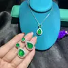 Pingente de Pingente de Água de Crisoprásio Alto Gelo Incrustado Banhado a Prata Versátil Pingente de Colar de Água de Ágata Branca Natural Jade