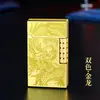 Encendedor creativo de acero con llama de fuego para hombre, moderno, con rueda lateral deslizante, llama angulada, metal, encendedor de llama abierta recargable, regalo al por mayor transfronterizo