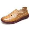 Zapatos de Mujer Capa Superior Piel de Vaca Nuevos Zapatos Hechos a Mano Cómodos Cuero Genuino Zapatos para Madres Suela Suave Boca Profunda Zapatos de una Sola Pieza Planos Cuatro Estaciones Zapatos de una Sola Pieza