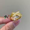 Loja de Ouro Mesmo Estilo Ouro de Areia Vietnamita Moda High-End Luxo Leve Anel X Cruz de Diamante Completo com Anel de Diamante Super Brilhante Joias
