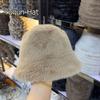 Sombrero de Pescador de Felpa de Color Puro Estilo Coreano para Mujer en Otoño e Invierno, Cálido y Engrosado, Sombrero de Cubo Simple, Versátil, Favorecedor del Rostro, Sombrero de Copa Pequeña, Moderno