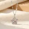 Pendente Giratório de Design Criativo Flor Bauhinia Zircônia Rosa Cobre Colar Feminino Super Brilhante Estilo Palácio Francês Flor de Cinco Pétalas