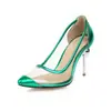 Zapatos de tacón alto de punta fina slip-on talla 34-52, zapatos para mujer de todas las estaciones transfronterizos, zapatos poco profundos de suela de goma suave con bloques de color