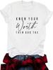 Amazon Verão Europeu e Americano Feminino Slogan Padrão Em Torno Do Pescoço Manga Curta Casual Moda Comércio Exterior Explosões Dopamina T-shirt Mulheres