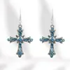 Nuevo Collar Colgante de Cruz Azul Incrustado de Diamantes y Aretes Estilo Dulce y Fresco de Guoxiu para Mujer con Accesorios Dulces y de Lujo Ligero