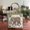 Venda Direta da Fábrica Bolsa de Mão Estilo Étnico, Bolsa Tecida com Flor em Tecido de Sofá, Bolsa Mini de Tecido Jacquard Fresca e Casual dos Dois Lados