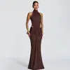 Ropa transfronteriza europea y americana para mujer 2026 primavera nuevo vestido de cola de pez elegante sexy de color liso ajustado sin espalda para mujer