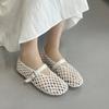 Sandalias de Verano para Mujer 2026 Nuevo Estilo de Verano Tejidas Planas Estudiante Punta Redonda Transpirables de una Sola Tira Corte Bajo