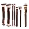 Set de Pinceles de Maquillaje Doble Cara Transfronterizo Europeo y Americano, Pincel para Base tipo Almohada, Pincel para Polvo de Rubor, Pincel de Maquillaje Color Café, Herramientas de Belleza