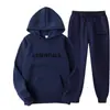 Conjunto popular de sudadera con capucha estilo americano con estampado de letras, casual y versátil, marca de moda, sudadera y pantalones de chándal de corte holgado, unisex