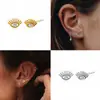 Pendientes de Plata de Ley S925 con Forma de Ojo Incrustados de Diamantes, Suministro Transfronterizo, Pendientes Completamente Huecos, Pendientes de Perla al por Mayor