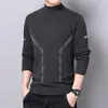 Roupa íntima térmica com forro de veludo, espessa e quente, camiseta de base masculina com gola alta, camiseta de manga longa de cor sólida, top de outono