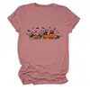 Amazon Ebay Sitio Independiente Halloween Estilo Nuevo Divertida y Única Camiseta de Manga Corta con Cuello Redondo para Mujer Calabaza Calavera Gato