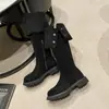 Botas largas plegables de doble uso para mujer, nuevas botas largas Maillard de suela gruesa para primavera y otoño 2026, botas de montar de tubo alto retro con forro de vellón