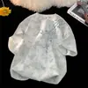 Nova Camiseta Nacional Tendência Estilo Chinês Manga Curta para Homens, Verão Casal Solta Tendência Marca Resistente Tie-Dye Estilo Nacional Meia Manga Top