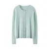 Cardigan de Cashmere Feminino Outono/Inverno Sete Pontos Fio Único Jaqueta Tricô Look Emagrecedor Solto Amigo da Pele Gola Redonda Top de Tricô com Trança
