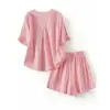 Shorts de Traje Rosa de Algodón y Lino, Simples, Ligeros y Transpirables, Estilo Francés, Nuevo Set de Dos Piezas de Camisa de Algodón y Lino para Mujer, Verano 2026
