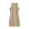 Vestido Branco de Gola Redonda Sem Mangas Cintura Marcada Verão Francês Luxo Leve Pura Desejo Alto Padrão Garota Quente Sexy Bodycon Saia Curta