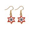 Pendientes colgantes de aleación de aceite goteado del nuevo Día de la Independencia europeo y americano, pendientes de bandera de estrella de cinco puntas americana, pendientes de mariposa, regalo para fiesta