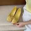 Sapatos femininos com laço francês, sapatos pequenos azuis retrô quadrados, sapatilhas de balé, primavera e verão, novos sapatos de concha, sapatos de altura interna